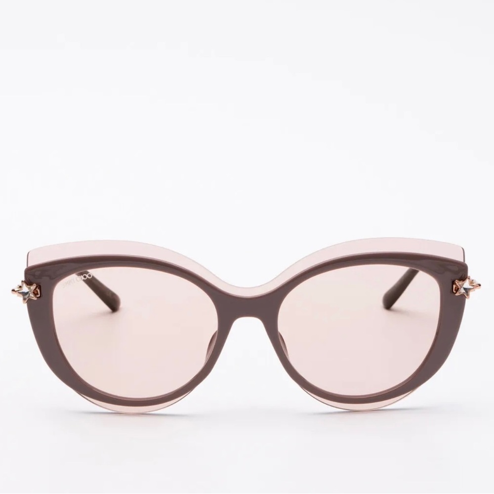 NEW €375 JIMMY CHOO CLEA/G/S Cat Eye Sunglasses Star Rhinestones Tinted Lenses